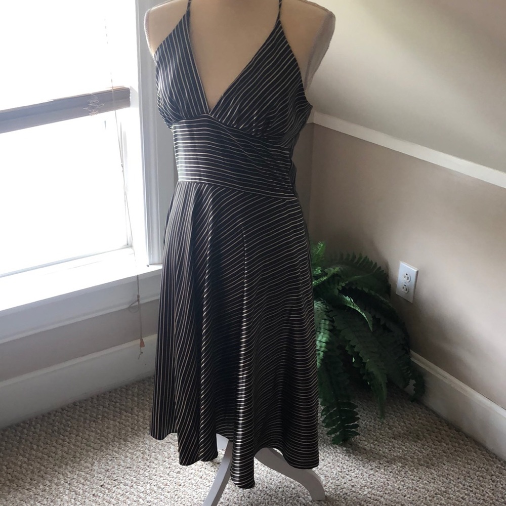 Halter tie back mid length dress
